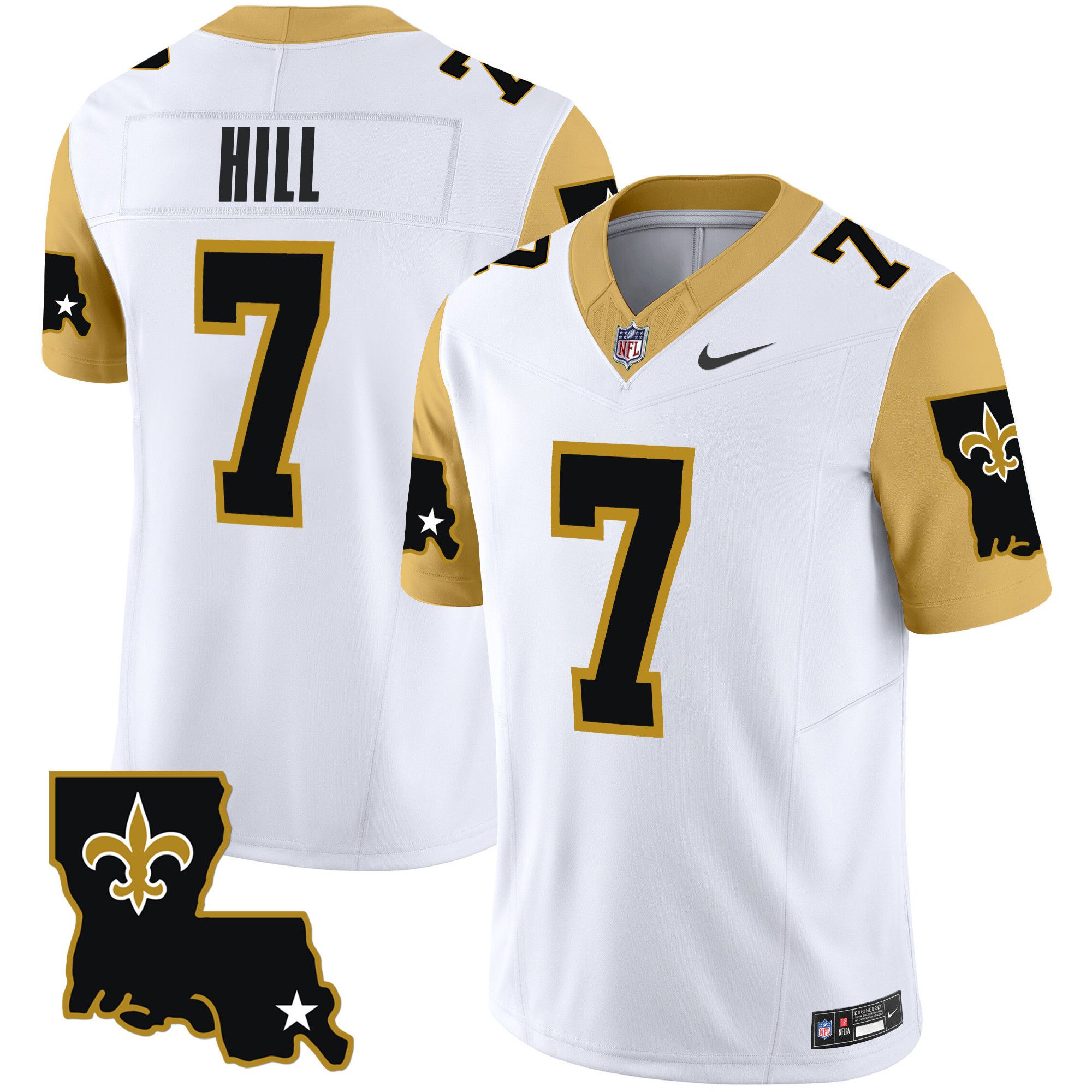Men New Orleans Saints #7 Hill White 2024 Nike 1987 Legacy Vapor Limited NFL Jersey